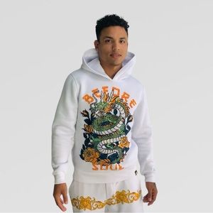 Men’s Tolga kisa BEFORE White Rhinestone Fashion Hoodie
